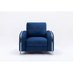 Sillón Individual Terciopelo Azul, Estilo Contemporáneo