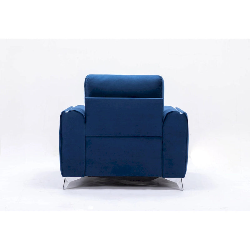 Sillón Individual Terciopelo Azul, Estilo Contemporáneo