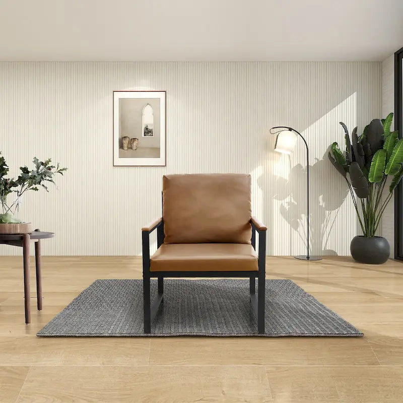 Sillón individual de piel sintética Camel