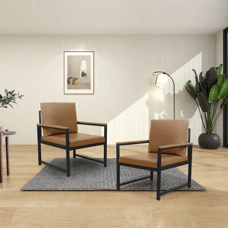 Sillón individual de piel sintética Camel
