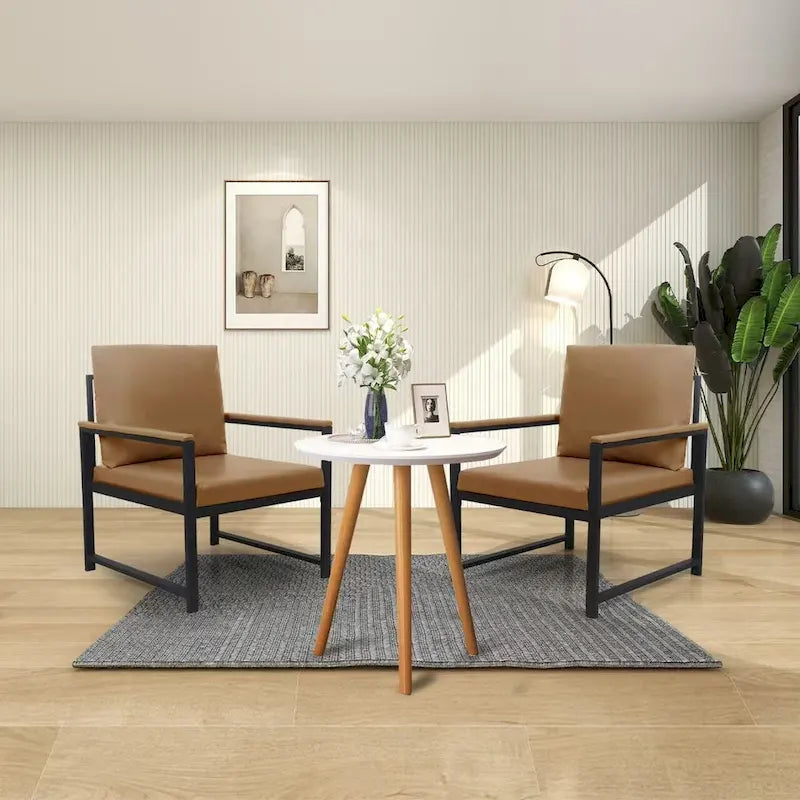 Sillón individual de piel sintética Camel