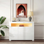 Aparador de 3 puertas blanco brillante con luces LED