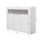 Aparador de 3 puertas blanco brillante con luces LED
