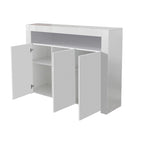 Aparador de 3 puertas blanco brillante con luces LED