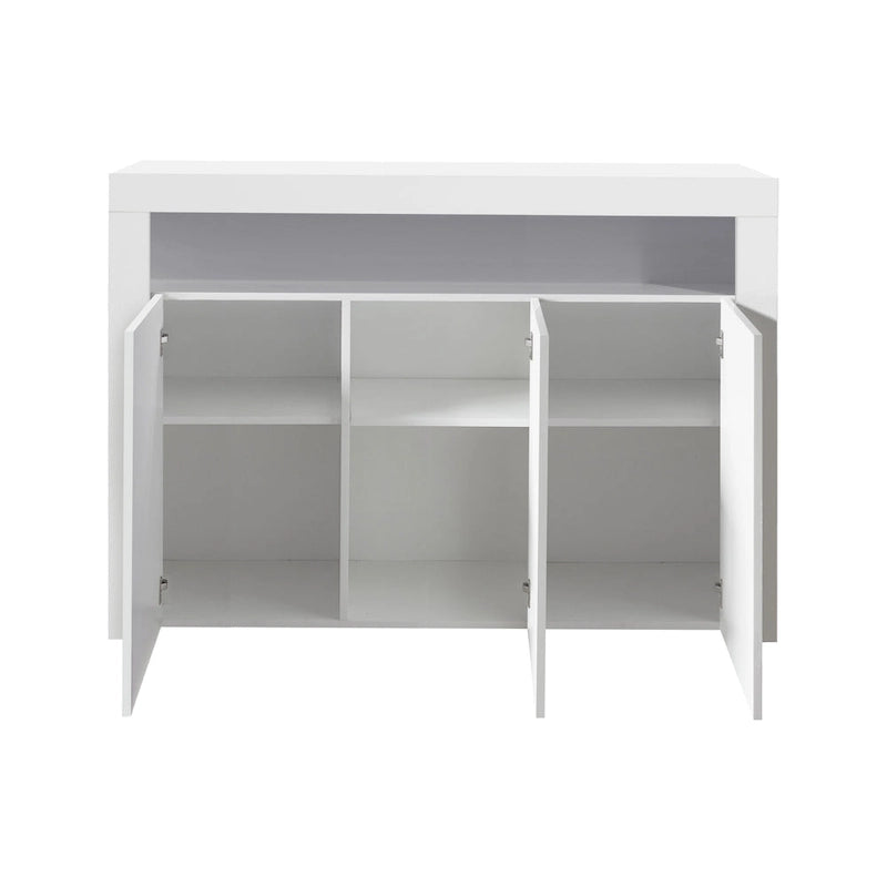 Aparador de 3 puertas blanco brillante con luces LED