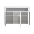 Aparador de 3 puertas blanco brillante con luces LED