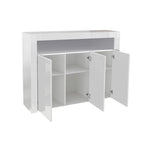 Aparador de 3 puertas blanco brillante con luces LED