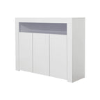 Aparador de 3 puertas blanco brillante con luces LED