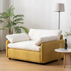 Sillón de chenilla con bloques de color azul y crema, 1 plaza