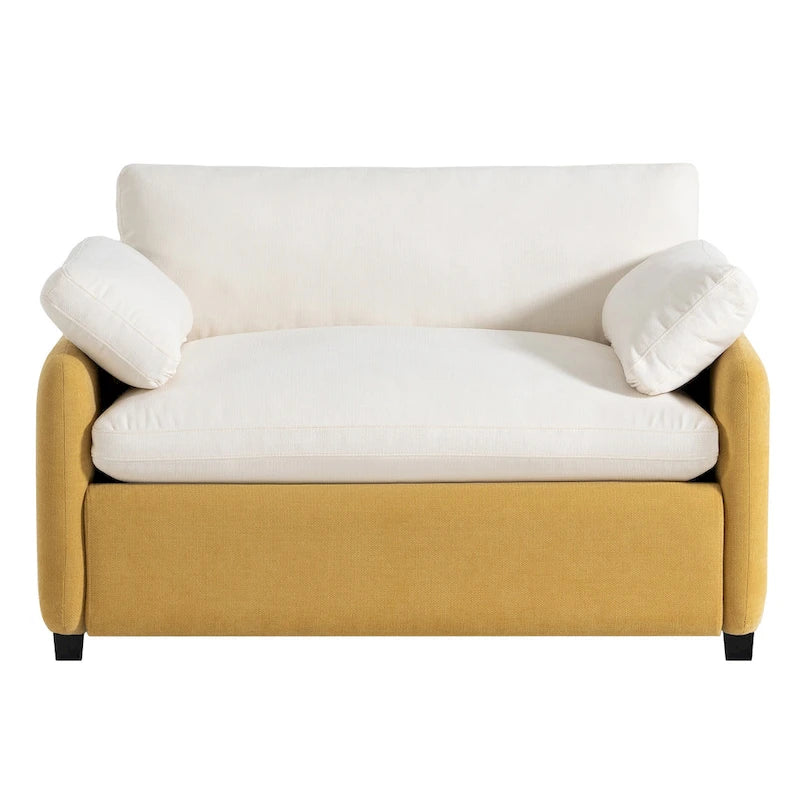 Sillón de chenilla con bloques de color azul y crema, 1 plaza