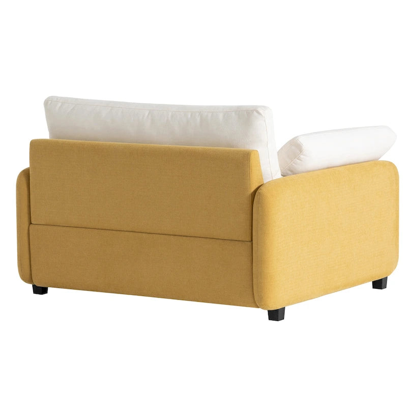 Sillón de chenilla con bloques de color azul y crema, 1 plaza