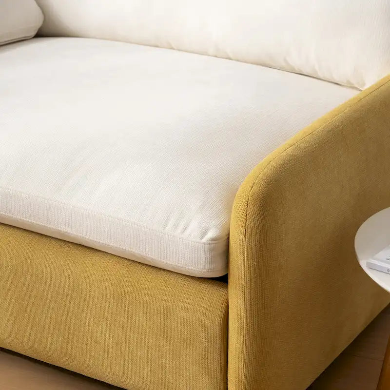 Sillón de chenilla con bloques de color azul y crema, 1 plaza