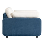 Sillón de chenilla con bloques de color azul y crema, 1 plaza