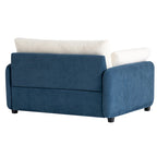 Sillón de chenilla con bloques de color azul y crema, 1 plaza