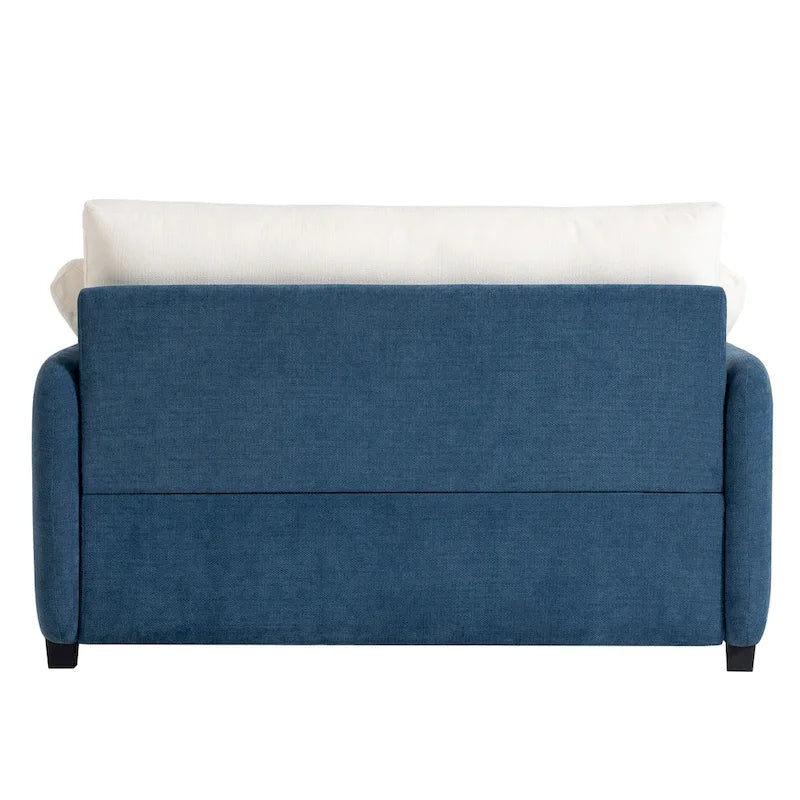 Sillón de chenilla con bloques de color azul y crema, 1 plaza