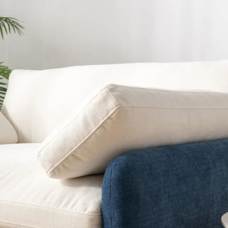 Sillón de chenilla con bloques de color azul y crema, 1 plaza