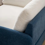 Sillón de chenilla con bloques de color azul y crema, 1 plaza