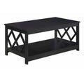 Mesa de centro contemporánea de 2 niveles con estante, blanca, negra o gris