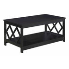 Mesa de centro contemporánea de 2 niveles con estante, blanca, negra o gris