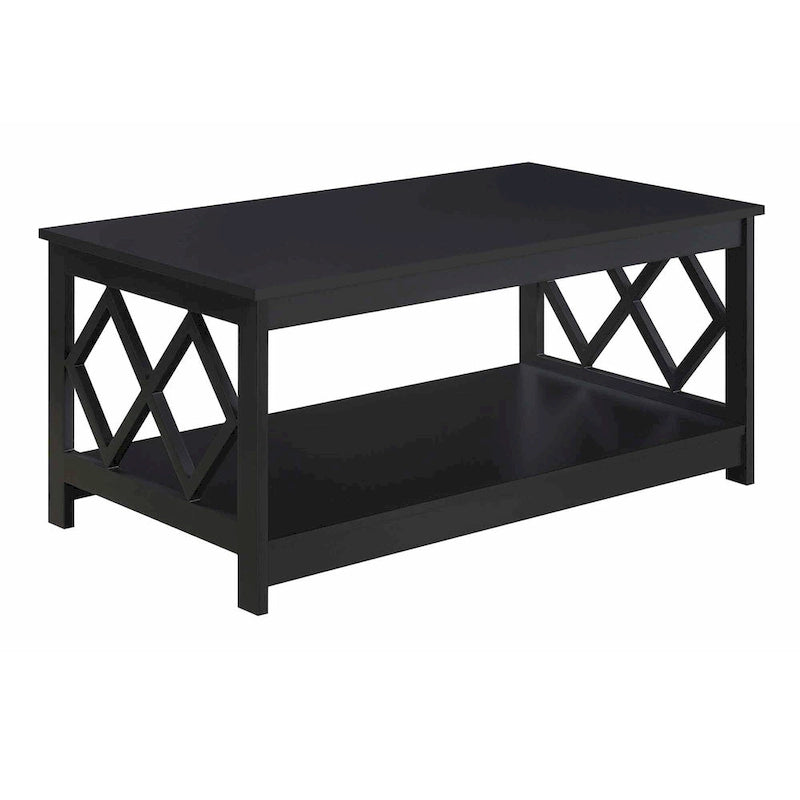Mesa de centro contemporánea de 2 niveles con estante, blanca, negra o gris