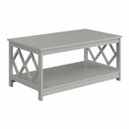 Mesa de centro contemporánea de 2 niveles con estante, blanca, negra o gris