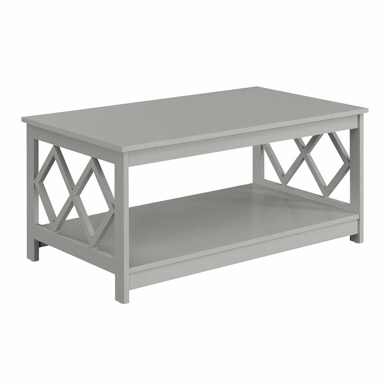 Mesa de centro contemporánea de 2 niveles con estante, blanca, negra o gris