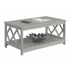 Mesa de centro contemporánea de 2 niveles con estante, blanca, negra o gris