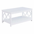 Mesa de centro contemporánea de 2 niveles con estante, blanca, negra o gris