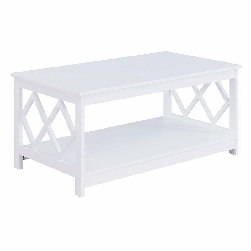Mesa de centro contemporánea de 2 niveles con estante, blanca, negra o gris