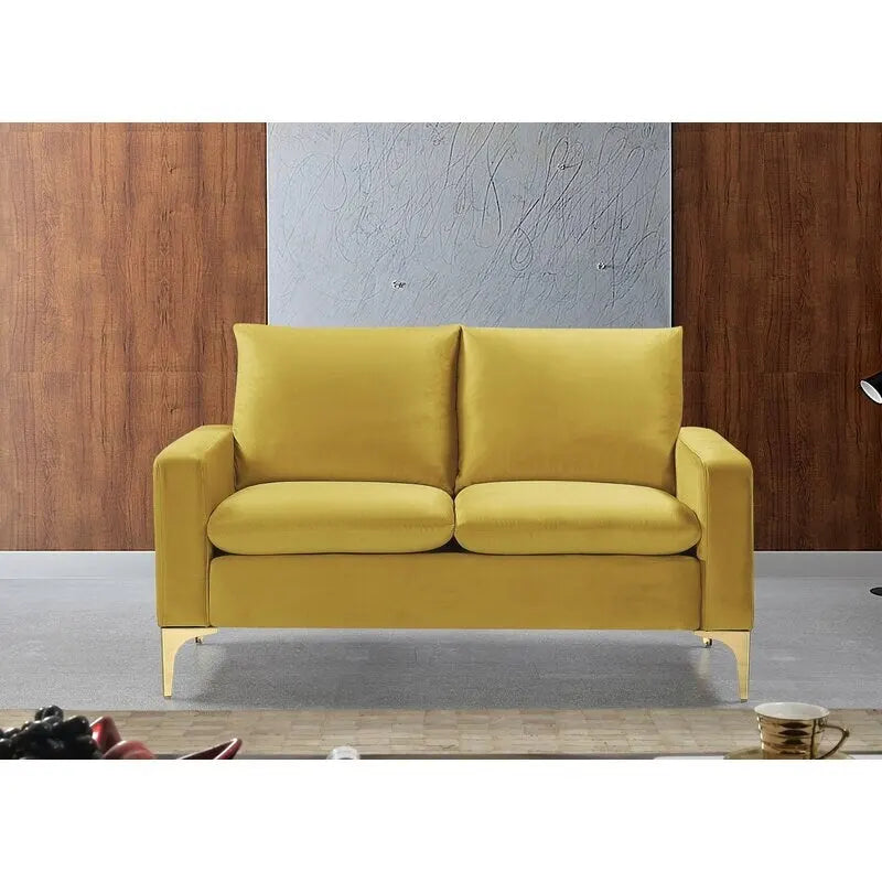 Juego de sala de estar de terciopelo de 2 piezas — Rosa / Azul / Amarillo / Verde / Crema / Gris