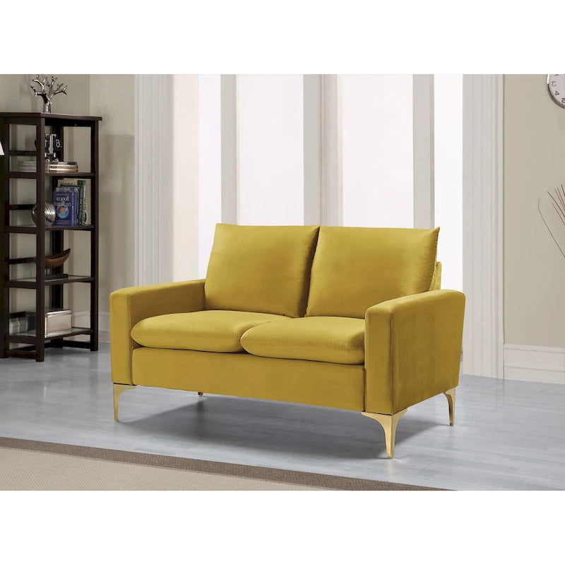 Juego de sala de estar de terciopelo de 2 piezas — Rosa / Azul / Amarillo / Verde / Crema / Gris