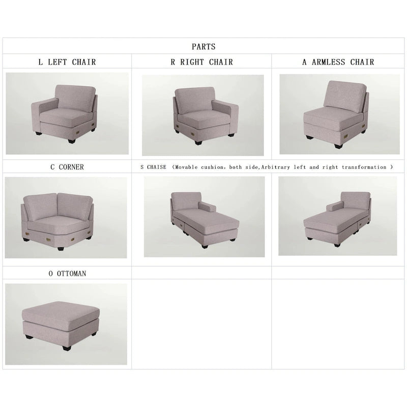 Sofá modular reversible de combinación flexible