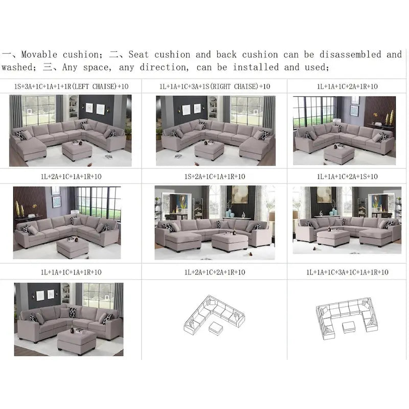 Sofá modular reversible de combinación flexible