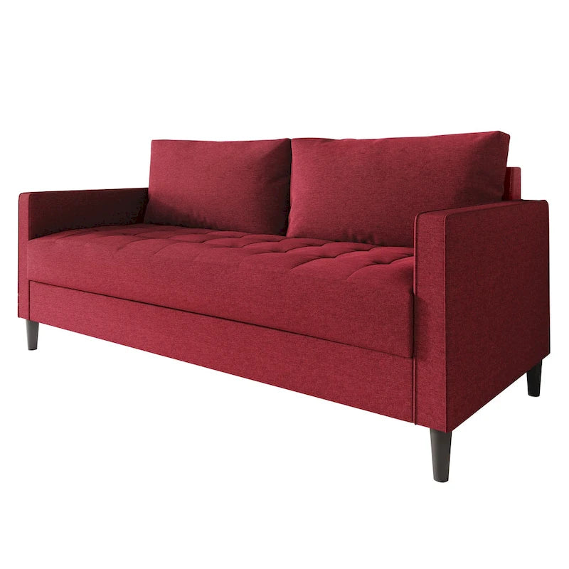 Sofá de lino de 2,5 plazas gris oscuro / rojo / gris / azul / beige