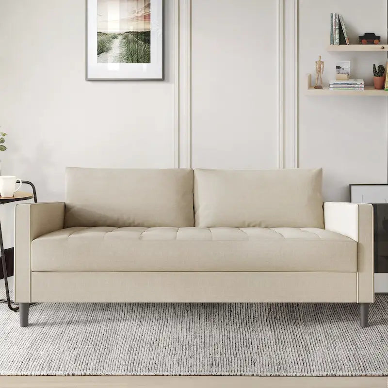 Sofá de lino de 2,5 plazas gris oscuro / rojo / gris / azul / beige