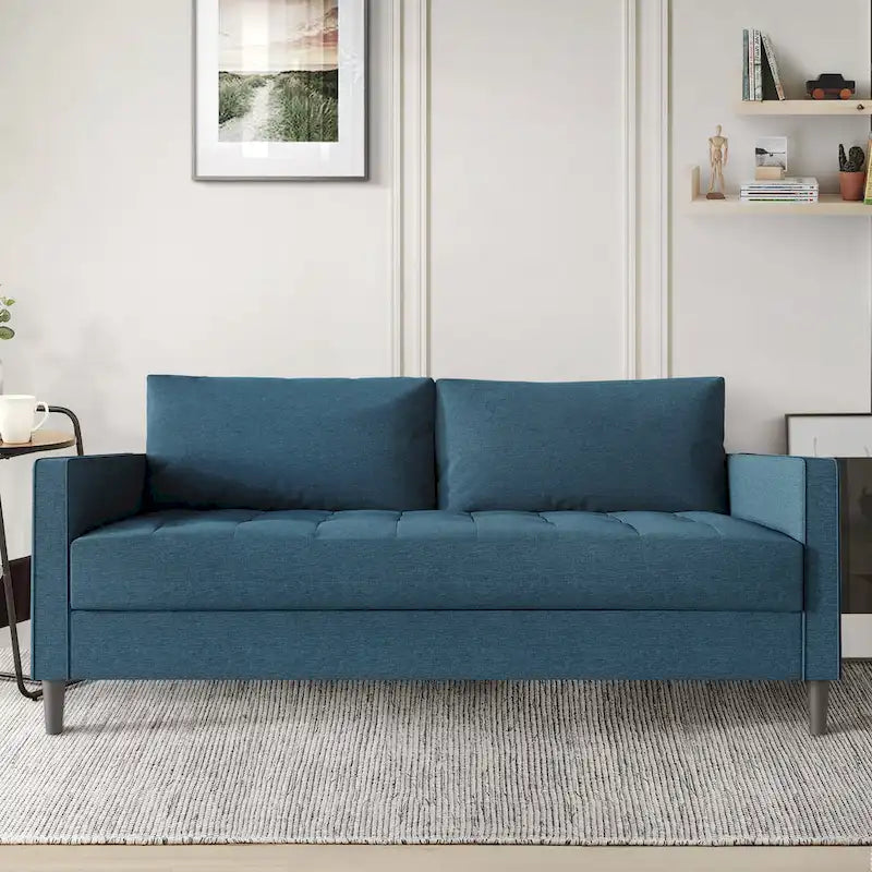 Sofá de lino de 2,5 plazas gris oscuro / rojo / gris / azul / beige