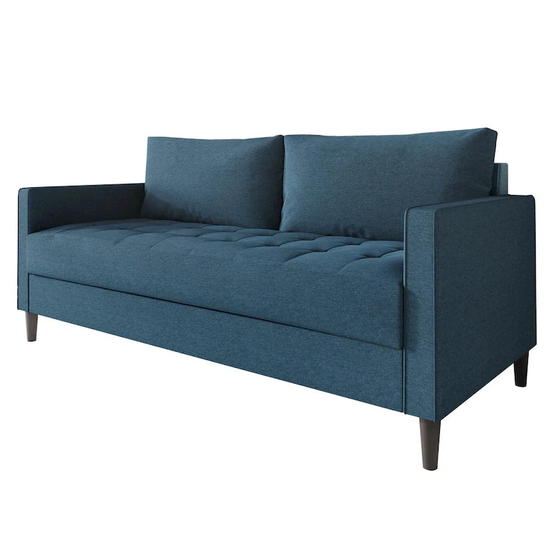 Sofá de lino de 2,5 plazas gris oscuro / rojo / gris / azul / beige