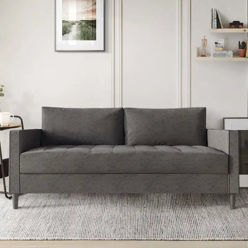 Sofá de lino de 2,5 plazas gris oscuro / rojo / gris / azul / beige