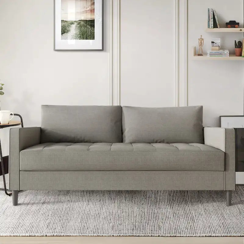 Sofá de lino de 2,5 plazas gris oscuro / rojo / gris / azul / beige