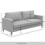 Sofá de lino de 2,5 plazas gris oscuro / rojo / gris / azul / beige