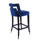 Taburete de bar de terciopelo crema/gris/azul marino con tachuelas, 1 asiento