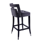 Taburete de bar de terciopelo crema/gris/azul marino con tachuelas, 1 asiento