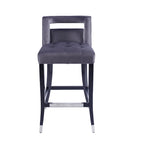Taburete de bar de terciopelo crema/gris/azul marino con tachuelas, 1 asiento
