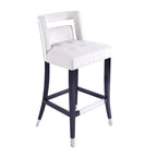 Taburete de bar de terciopelo crema/gris/azul marino con tachuelas, 1 asiento