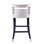 Taburete de bar de terciopelo crema/gris/azul marino con tachuelas, 1 asiento