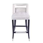Taburete de bar de terciopelo crema/gris/azul marino con tachuelas, 1 asiento