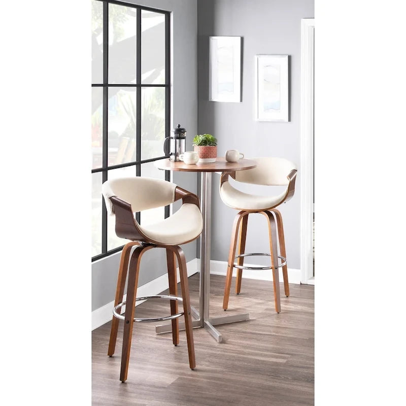 Carson Carrington Sauda 30  Fixed-Height Bar Stool with Bent Wood Legs and Round Footrest (Set of 2)