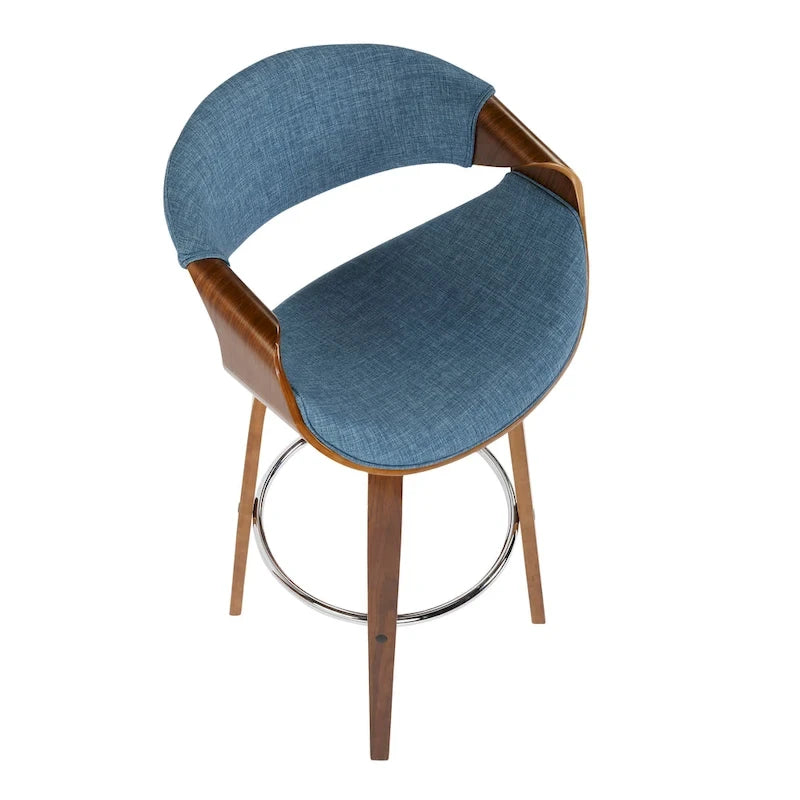 Taburetes de barra de altura fija de mediados de siglo en crema/gris/carbón/azul, juego de 2