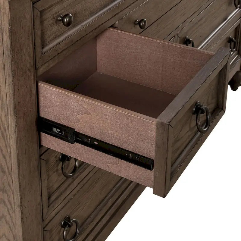 Cómoda Americana Farmhouse Dusty Taupe de 9 Cajones