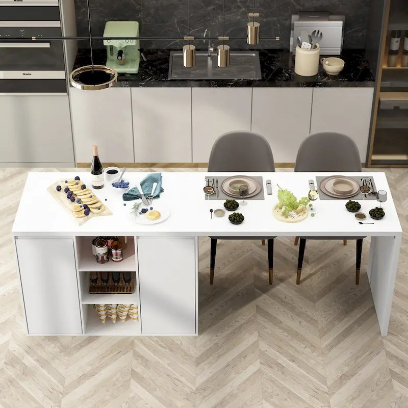 Island Kitchen Table Ding Table with Storage and Dining Function - 82.7 W